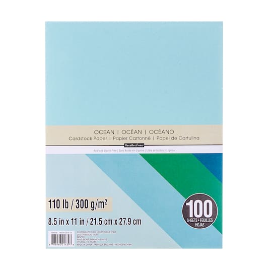 6 Packs: 100 ct. (600 total) Ocean 8.5&#x22; x 11&#x22; Cardstock Paper by Recollections&#x2122;